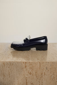 Saladeta Calf Leather Navy-White